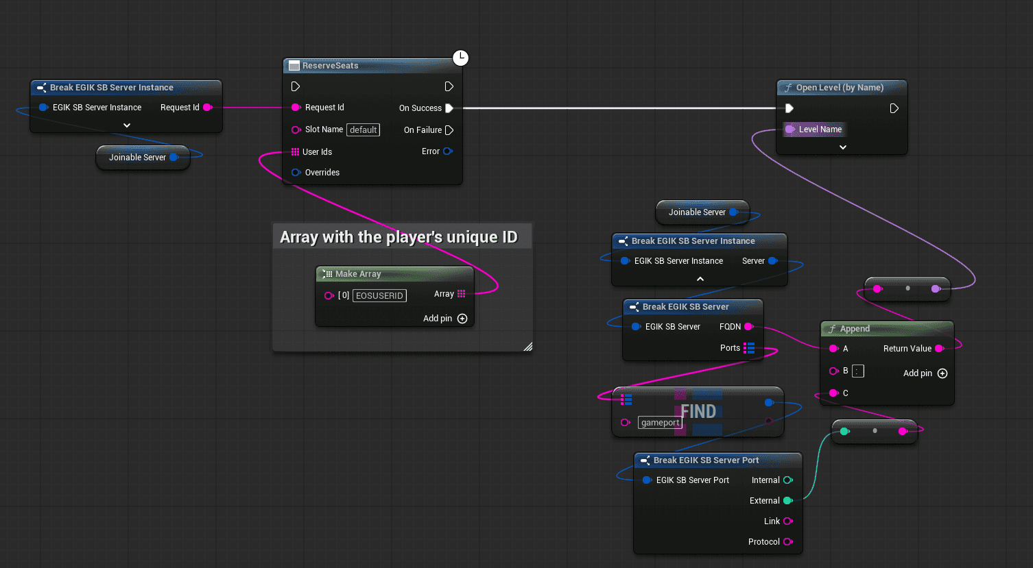 Reserve seat with player ID then connect using FQDN and Port