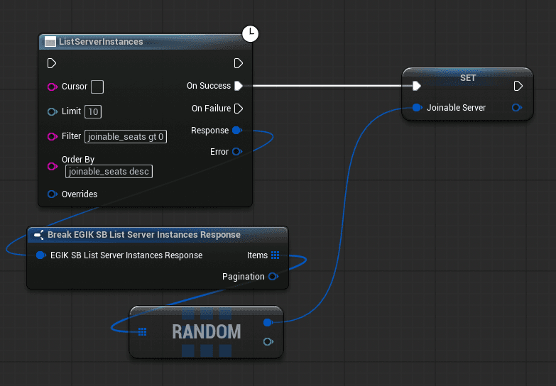 Save selected server instance from browse results